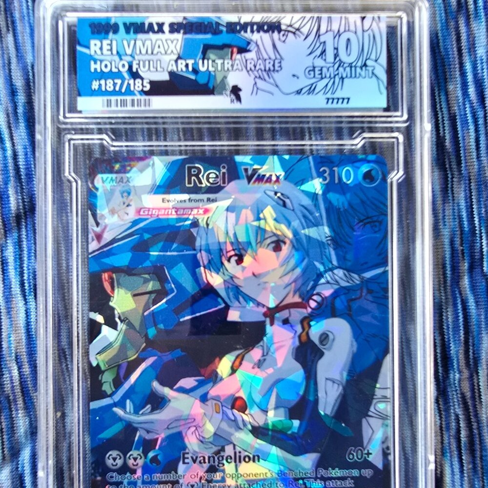 Rei Ayanami pokemon card w/ Custom Slab